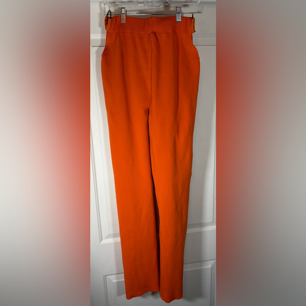Orange Wide Flared Sweater Pants with Side Slit/Ring Detail (PANTS ONLY)
